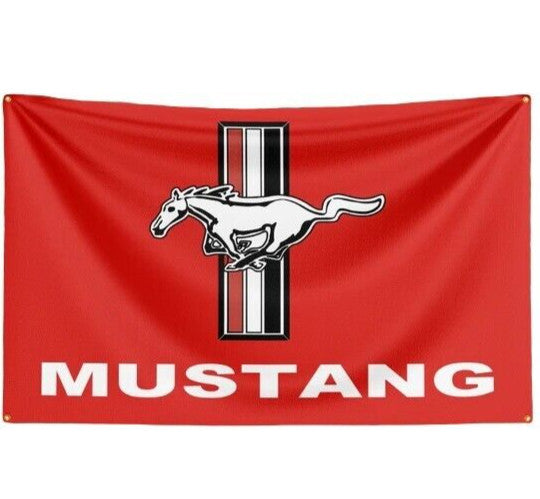 Red Ford Mustang 3 ft x 5 ft Flag With Corner Grommets NEW! Home & Garden:Yard, Garden & Outdoor Living:Décor:Flags Cozy Home Treasures